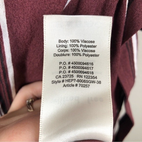 Aritzia Wilfred Free Jessa Wrap Dress Midi Striped Maroon Black XS - Picture 9 of 9